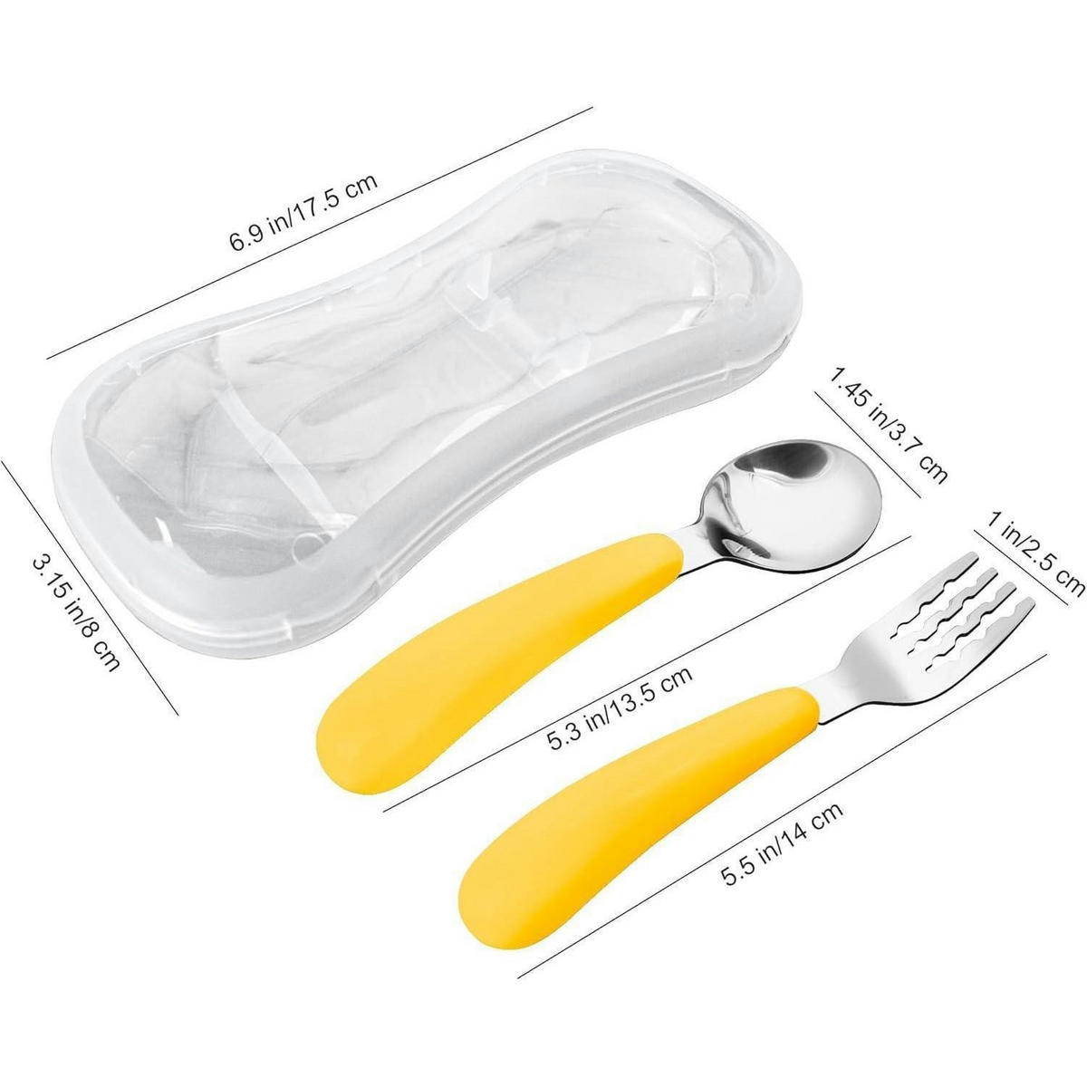 KINDERBESTECK Set 2-teilig mit Reiseetui Edelstahl Gelb - Gelb, Metall