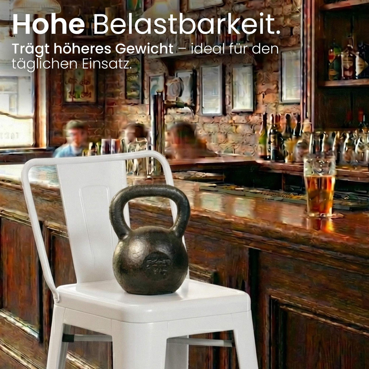 BARHOCKER Metall Weiß - Eukalyptusholzfarben/Weiß, Metall (44/96/43cm) - CLP