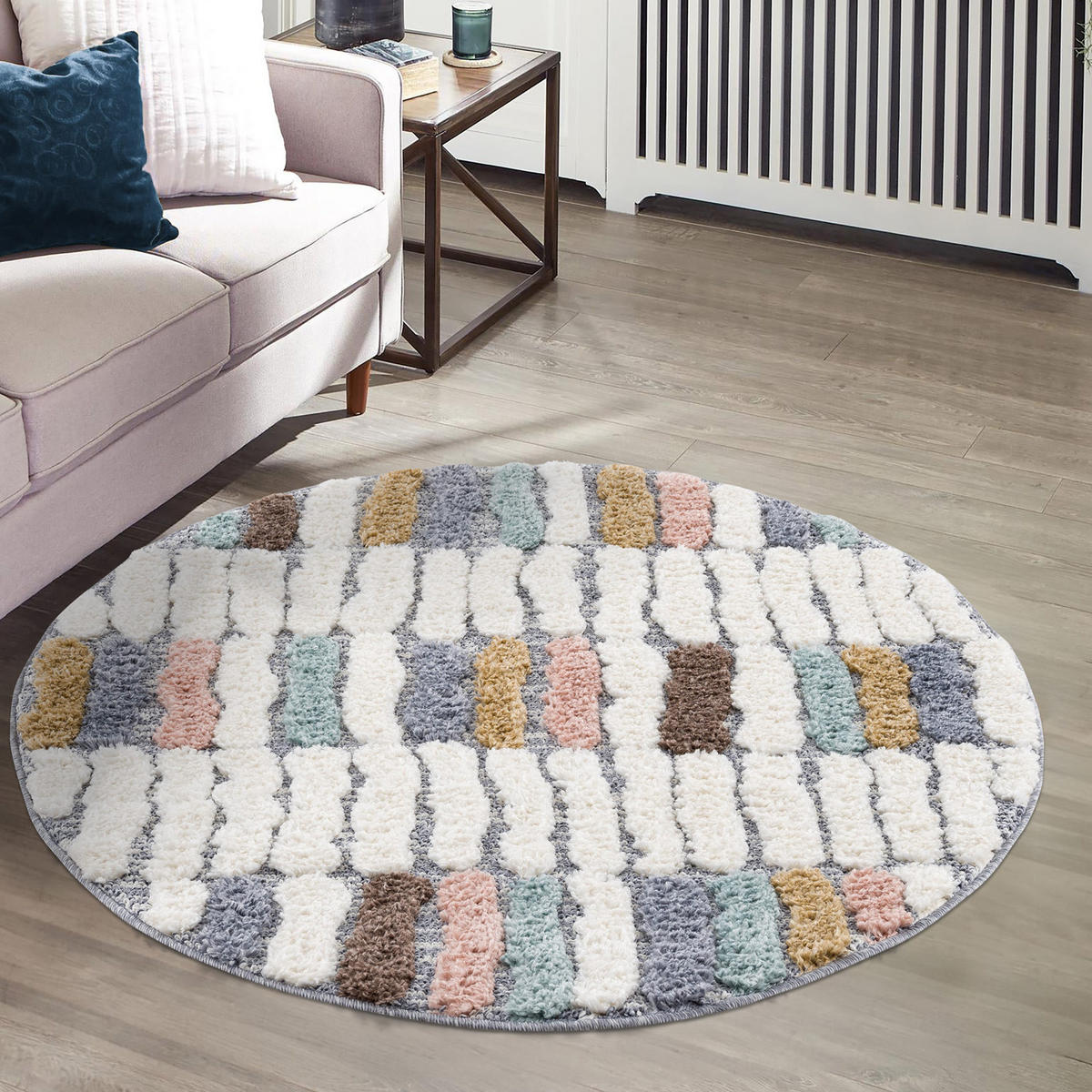 HOCHFLOR-TEPPICH Focus 3032 Multi 120cm rund - Multicolor, Textil (120/120cm) - carpet city