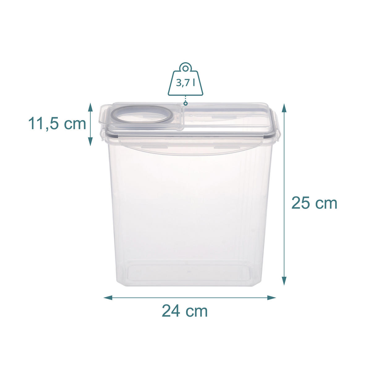 VORRATSDOSEN Transparent Schwarz 4er-Set 3,7 l luftdicht - Transparent, Kunststoff - Relaxdays