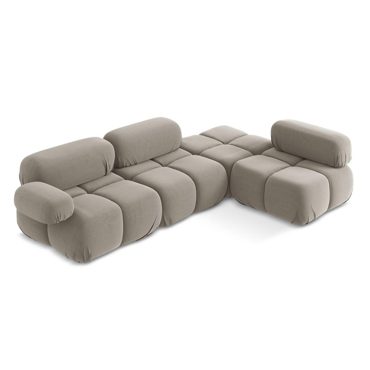 ECKSOFA Rechts Samt Stoff Grau - Taupe/Lila, Kunststoff/Textil (285/190cm) - LaMiaSofa