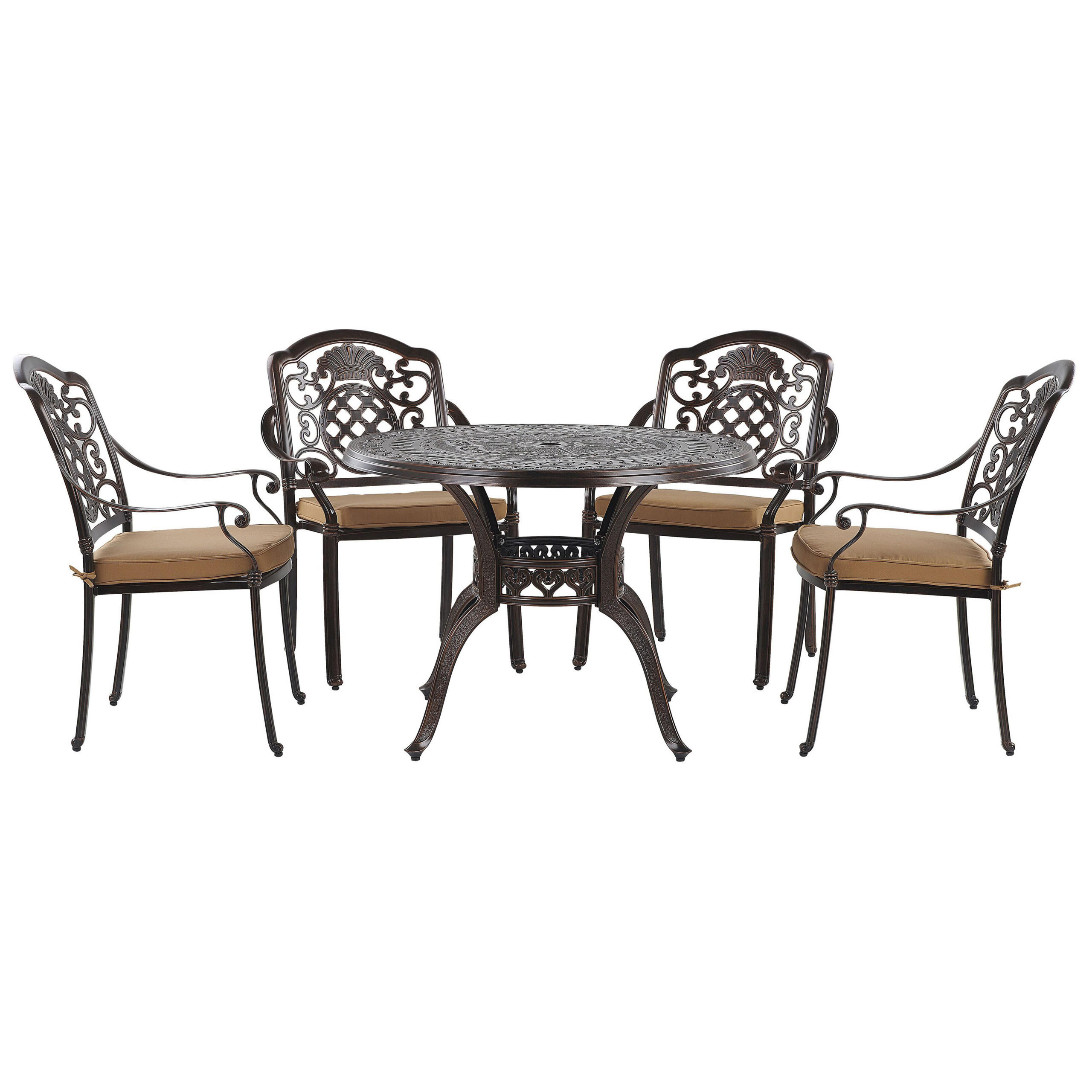 GARTENMÖBEL SET 4-Sitzer Aluminium dunkelbraun Salento - Beige/Braun, Metall - Beliani