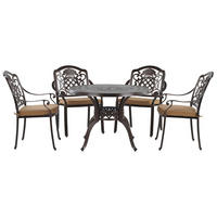 GARTENMÖBEL SET 4-Sitzer Aluminium dunkelbraun Salento - Beige/Braun, Metall - Beliani
