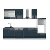 KÜCHENZEILE Fame-Line Dunkelblau Hochglanz/Weiß 300 cm AP Marmor - Dunkelblau/Weiß, Holzwerkstoff (300/81.6/60cm) - Vicco