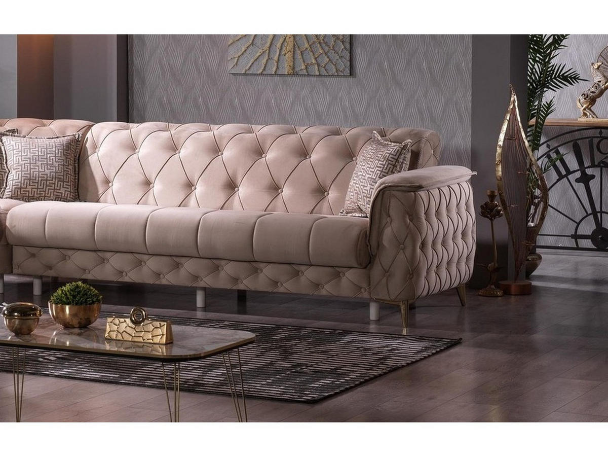 ECKSCHLAFSOFA Sucre Beige - Schenkel gleich lang - Beige, Holzwerkstoff/Kunststoff (315/315cm)