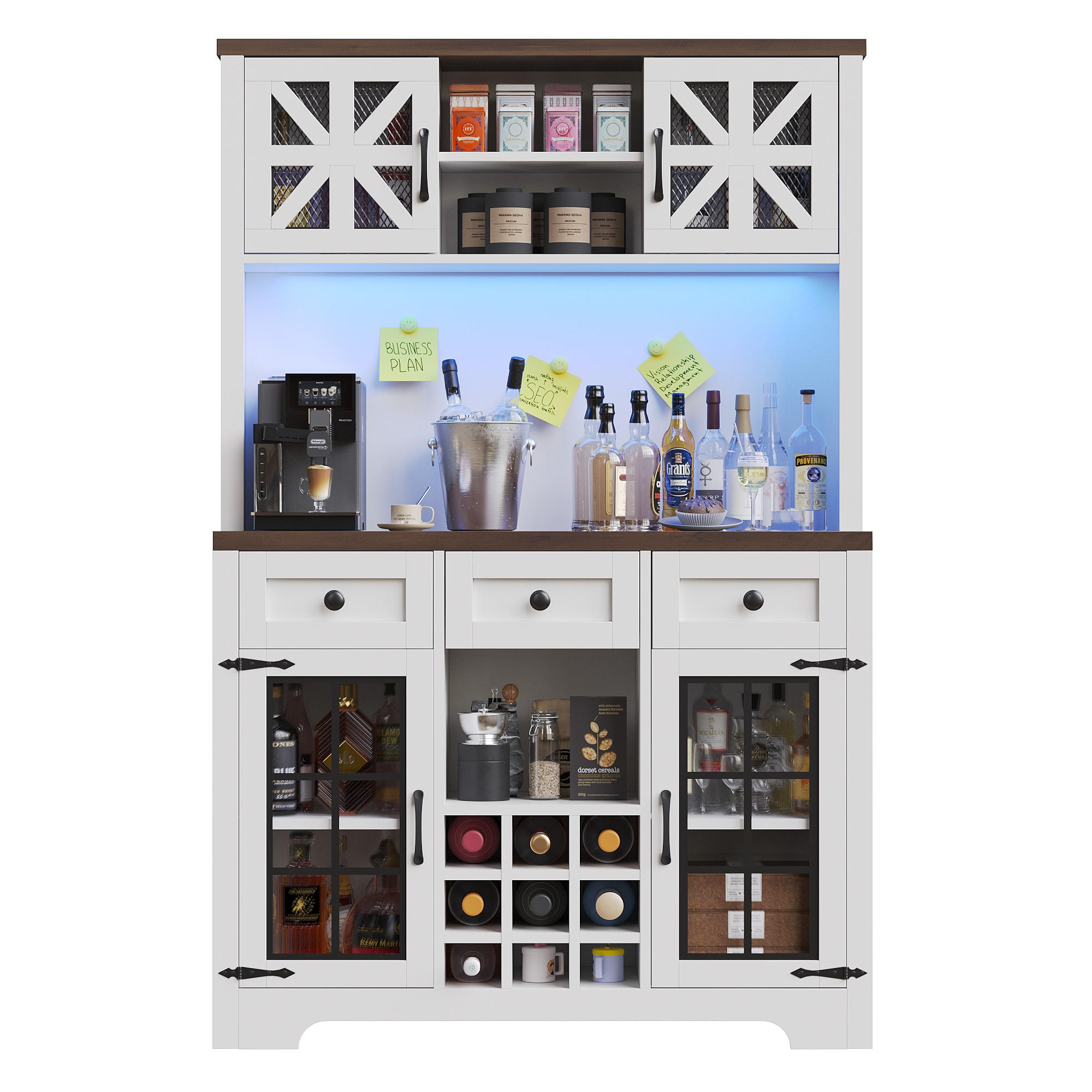 HOCHSCHRANK LED Weinregal Kippsicherung Design - Weiß, Glas (120/180/40cm) - FLIEKS