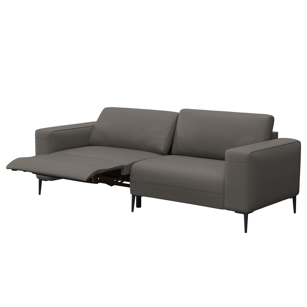 3-SITZER SOFA - Schwarz/Grau, Leder/Metall (225/77/88cm) - home24