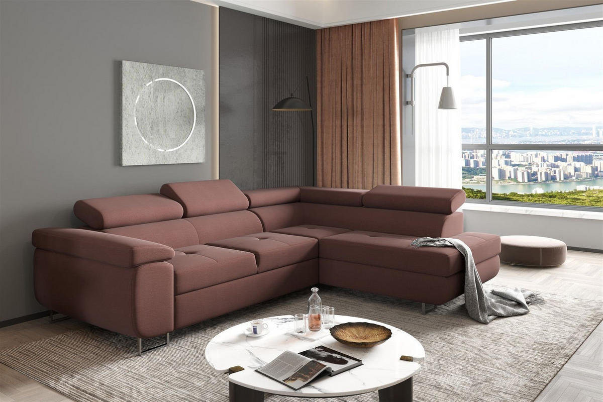 ECKSOFA Jade Mit Schlaffunktion - Rot, Holzwerkstoff/Textil (275/202cm) - Fun Möbel