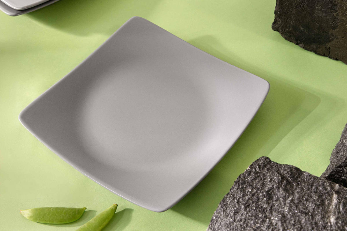 TELLERSET EPIRI Dessertteller 6 Personen 6-tlg - Grau, Keramik (21cm) - KONSIMO®