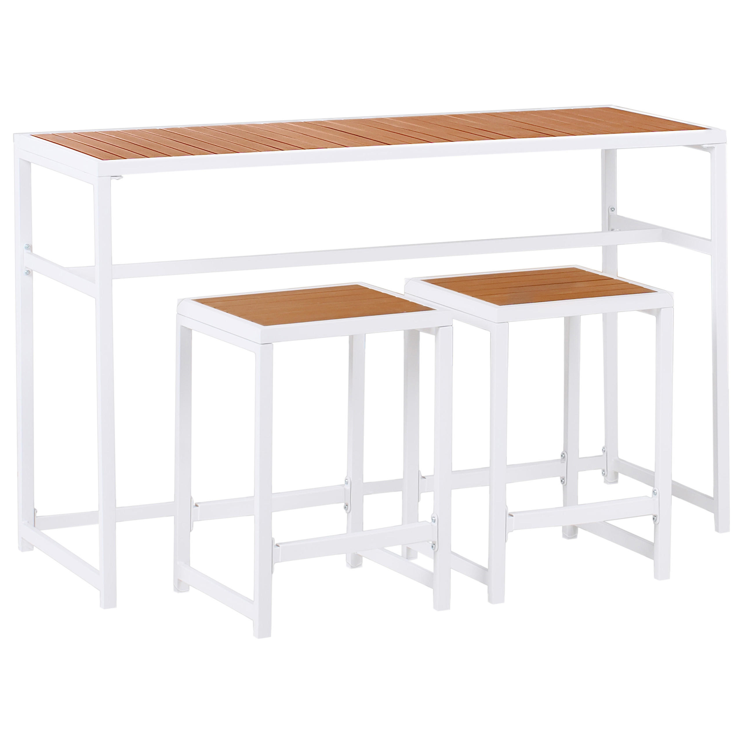 GARTENBAR Set 2-Sitzer AVETRANA Braun/Weiß Metall - Weiß, Metall - Beliani