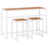GARTENBAR Set 2-Sitzer AVETRANA Braun/Weiß Metall - Weiß, Metall - Beliani