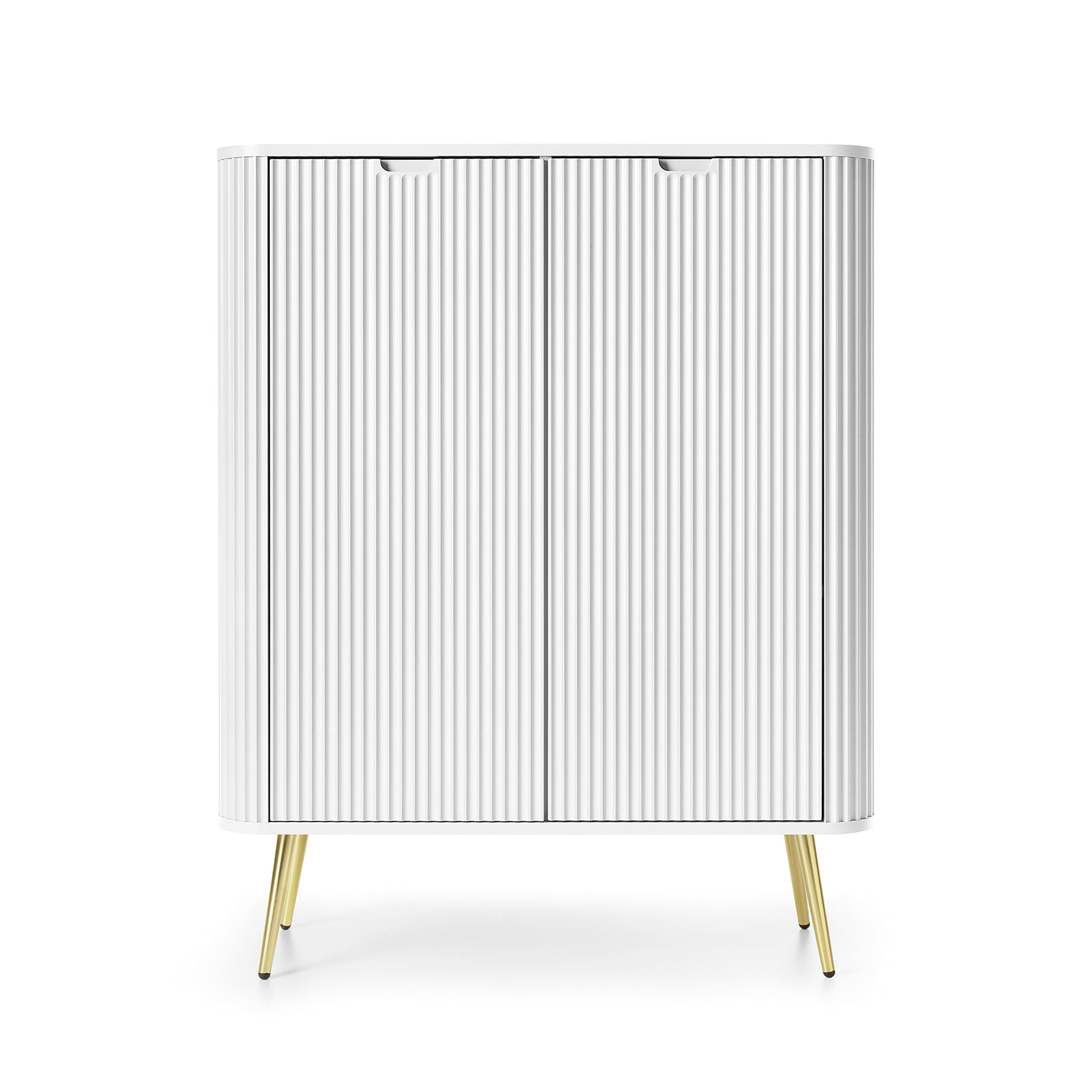 HIGHBOARD ZENZERO 103/129/39 cm mit 2 Türen Weiß - Goldfarben/Weiß, Holzwerkstoff (103/129/39cm) - MASSENO