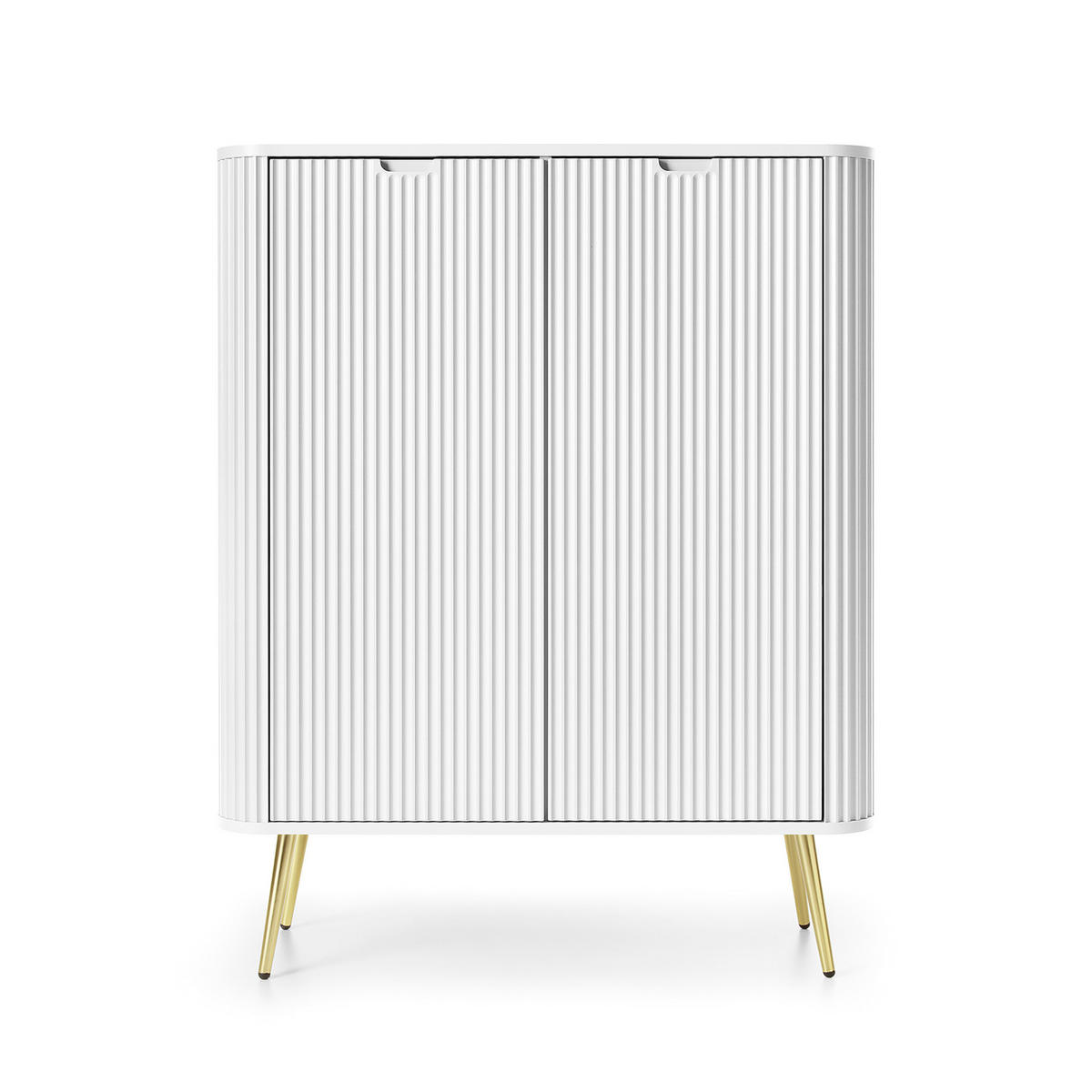 HIGHBOARD ZENZERO 103/129/39 cm mit 2 Türen Weiß - Goldfarben/Weiß, Holzwerkstoff (103/129/39cm) - MASSENO