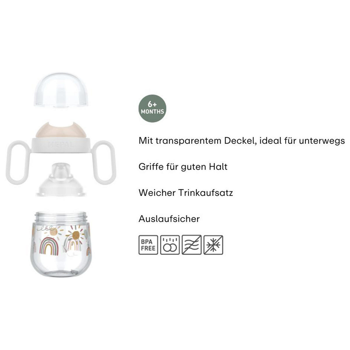 ANTITROPF-TRINKLERNBECHER Mio (2025) Forest Friends 200 ml - Weiß/Hellblau, Kunststoff (0.2L) - Mepal