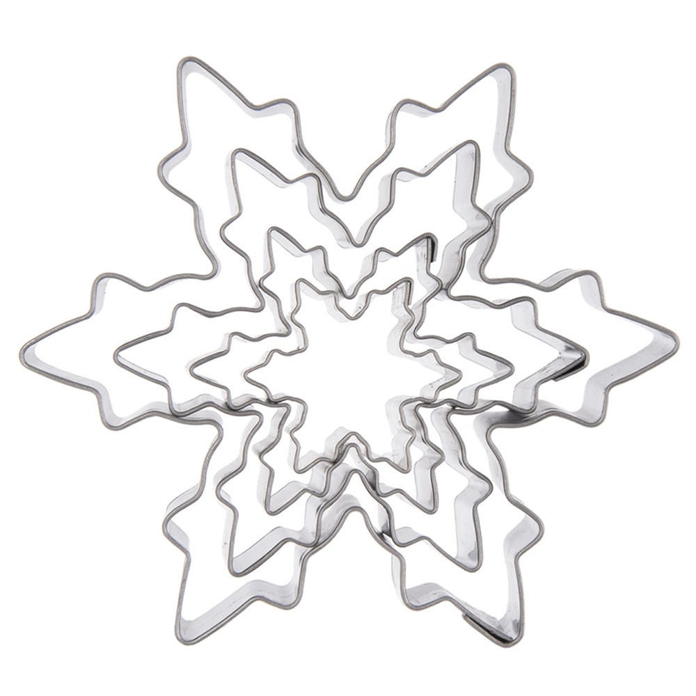 AUSSTECHFORMEN-SET Schneeflocken 4-teilig Silber - Silberfarben, Metall (6/1.5/8.5cm) - Orion 