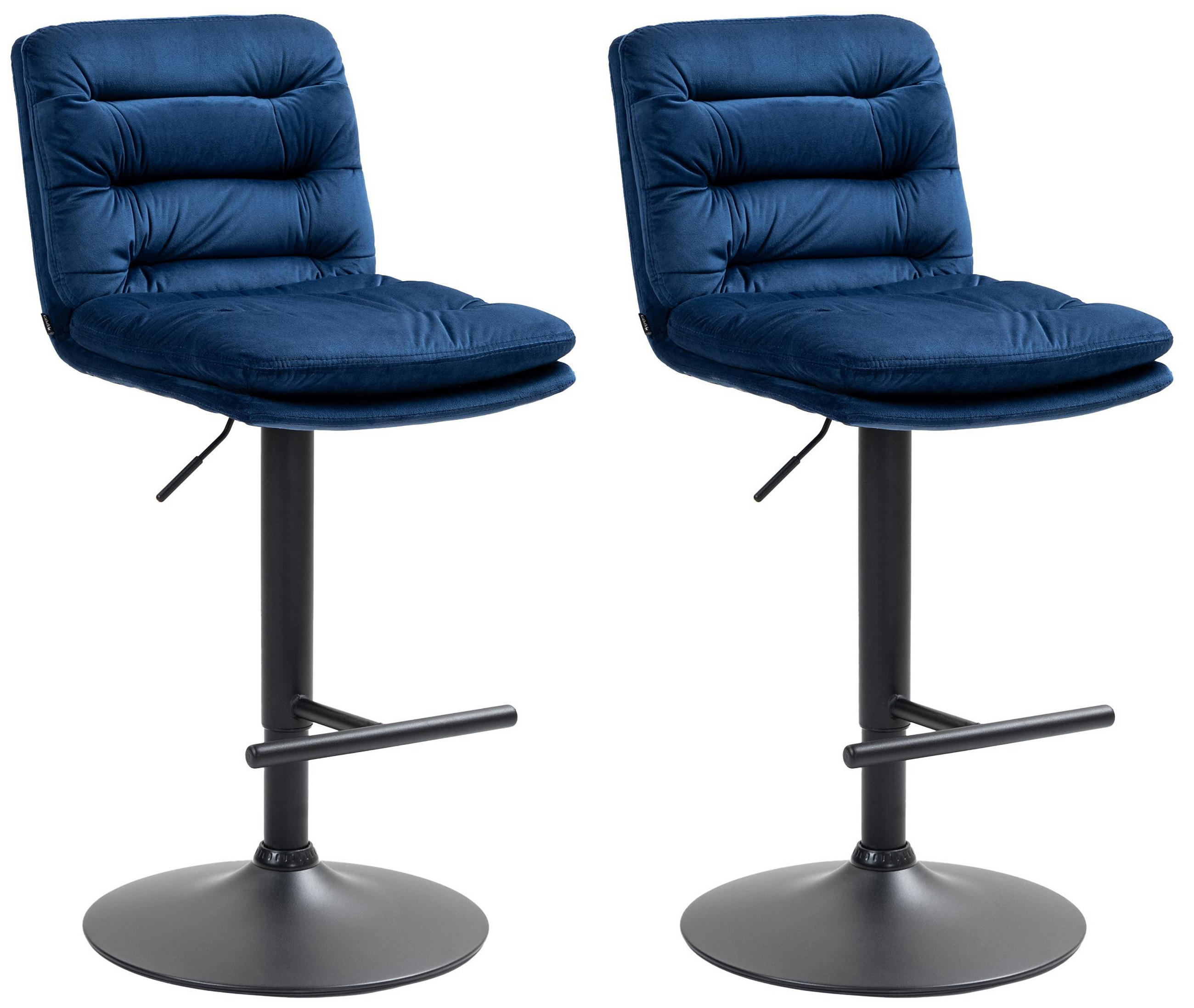 BARHOCKER 2er Set Diamant Samt schwarz blau - Blau/Schwarz, Textil/Metall (42/116/56cm) - TPFLiving