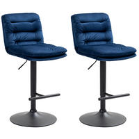 BARHOCKER 2er Set Diamant Samt schwarz blau - Blau/Schwarz, Textil/Metall (42/116/56cm) - TPFLiving