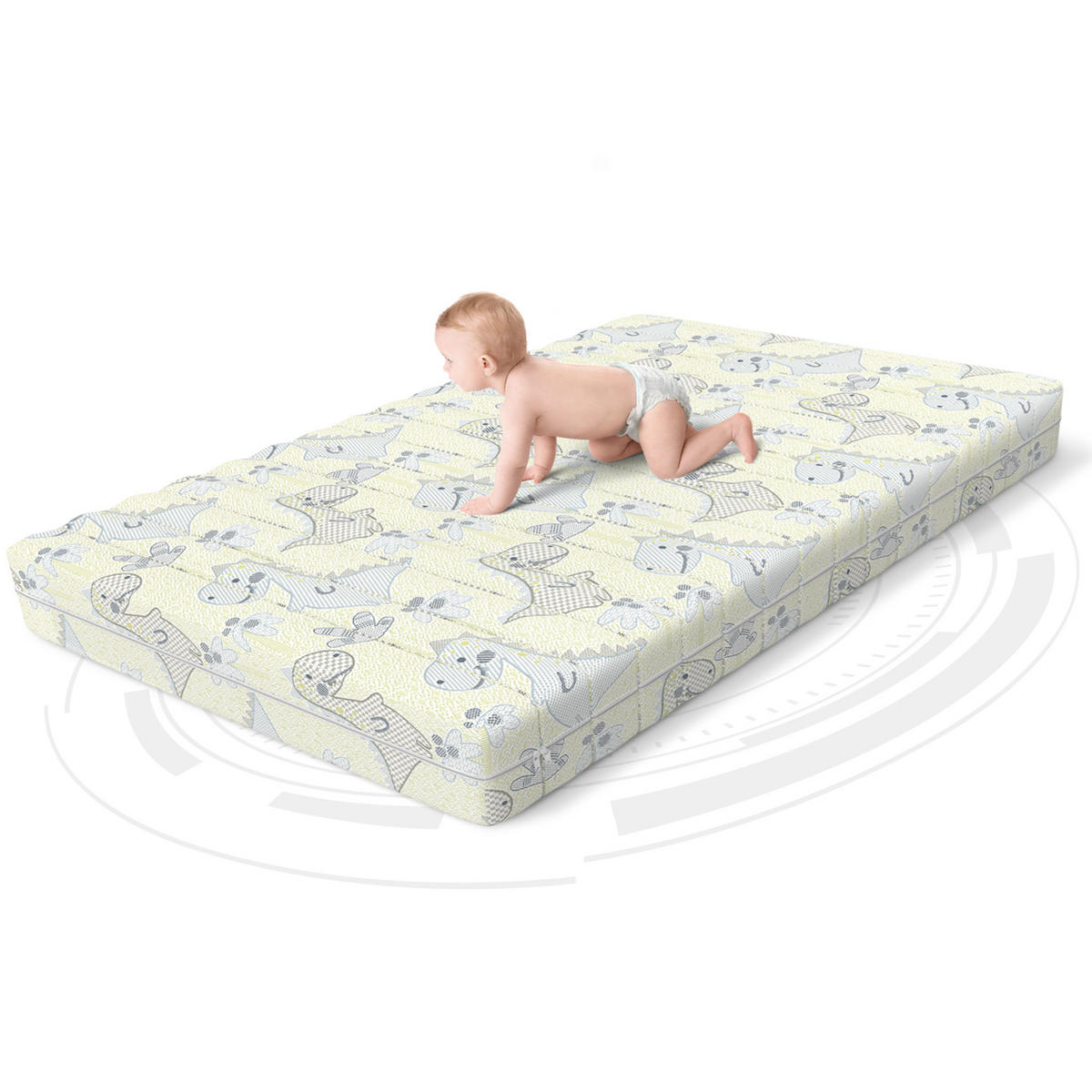 KINDERMATRATZE Smile Dino - Pastellgrün/Weiß, Textil (90/200cm) - FDM