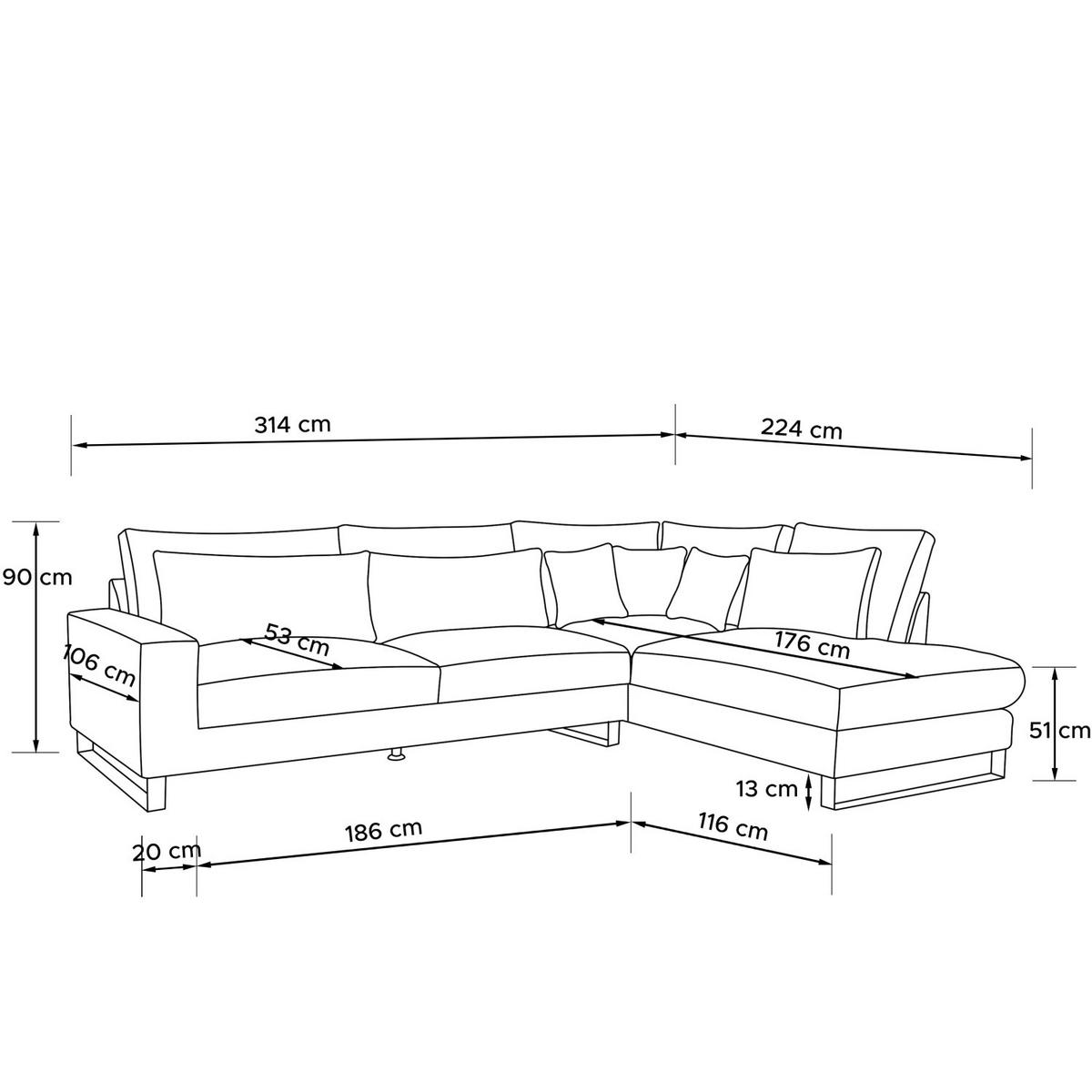 ECKSOFA RECHTS BRENTIS Chenille-Stoff, Hellgrau - Hellgrau, Textil (314/224cm) - KONSIMO®