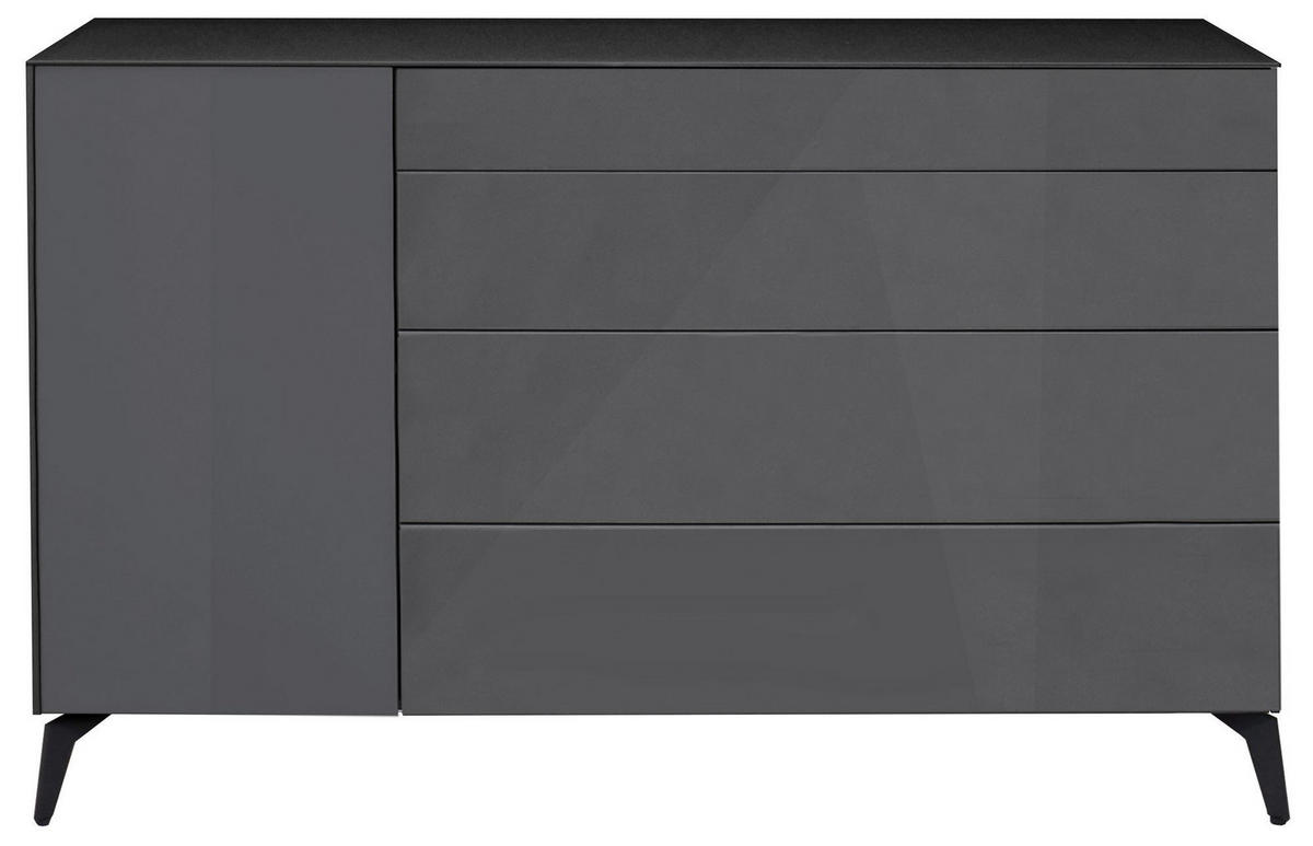 KOMMODE Elfi 169x42x104 Hochglanz Anthrazit/Glas Anthrazit - Anthrazit, Holzwerkstoff (169/104/42cm) - 58aufmkessel