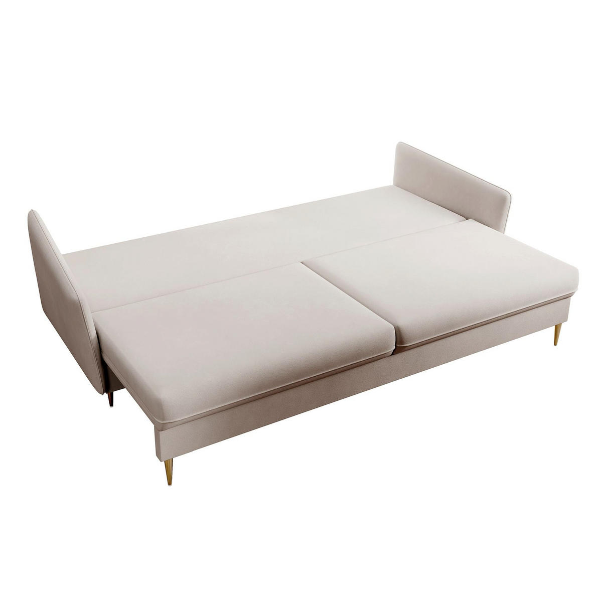 3-SITZER SCHLAFSOFA Volio Samt Graubeige - Taupe/Goldfarben, Textil/Metall (221/90/100cm) - Selsey