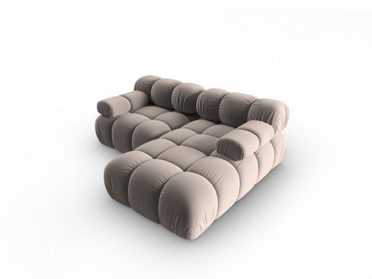 MODULARES-ECKSOFA rechts Bellis aus Samt beige 3 Sitzplätze - Beige, Textil (157/191cm) - Micadoni