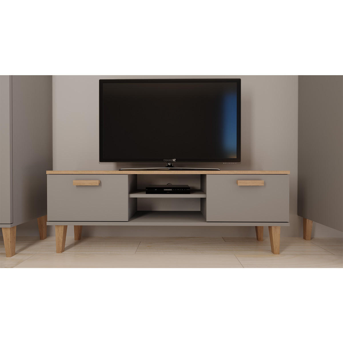 TV STOLÍK Denver Sivá - sivá, kompozitné drevo (35/47/120cm) - Petits-meubles