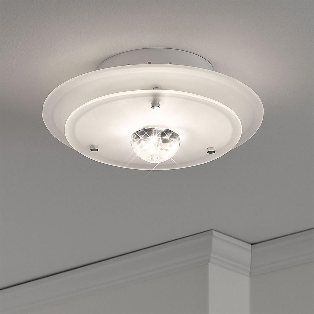 DECKENLEUCHTE Metall Glas Weiß - Weiß, Glas (22/22/12cm) - Esto