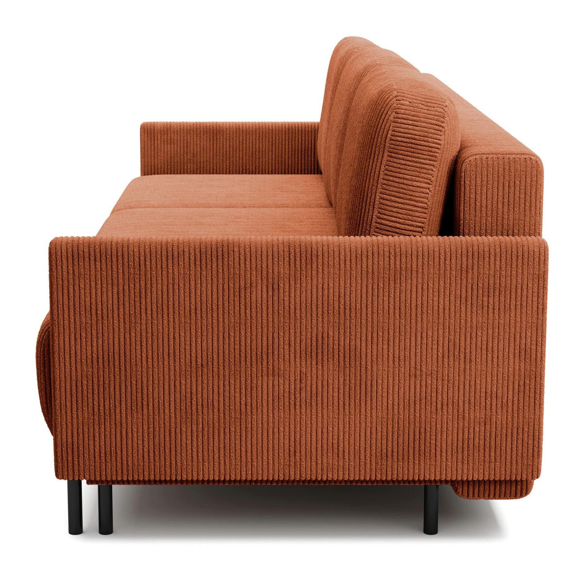 3-SITZER SOFA Hamiel Cord Kupferrot - Schwarz/Kupferfarben, Textil/Metall (212/87/97cm) - Selsey