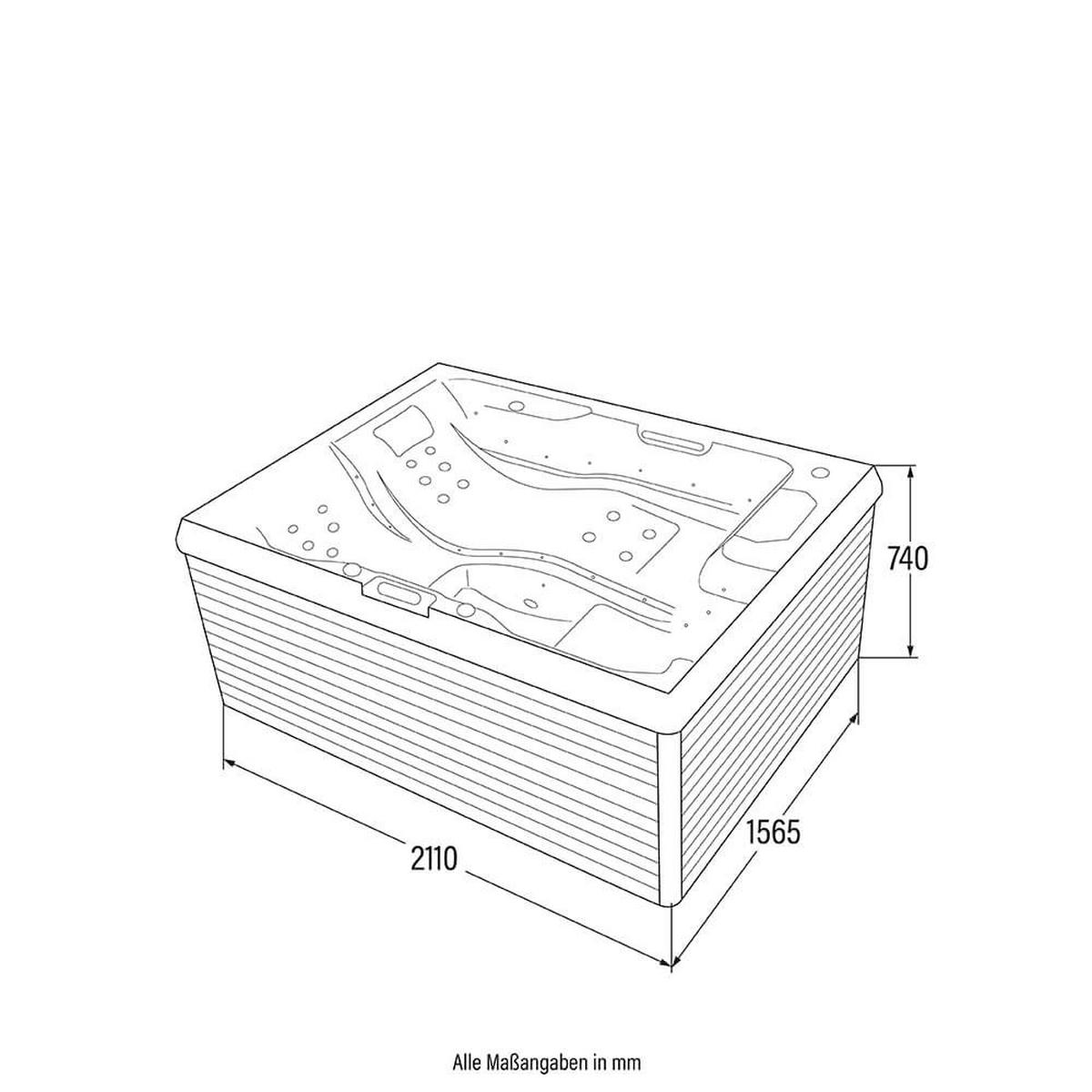 OUTDOOR WHIRLPOOL STREAM PURE - 211 x 156 cm, Pure - Anthrazit, Kunststoff (156.5/74.05/211cm) - Home Deluxe