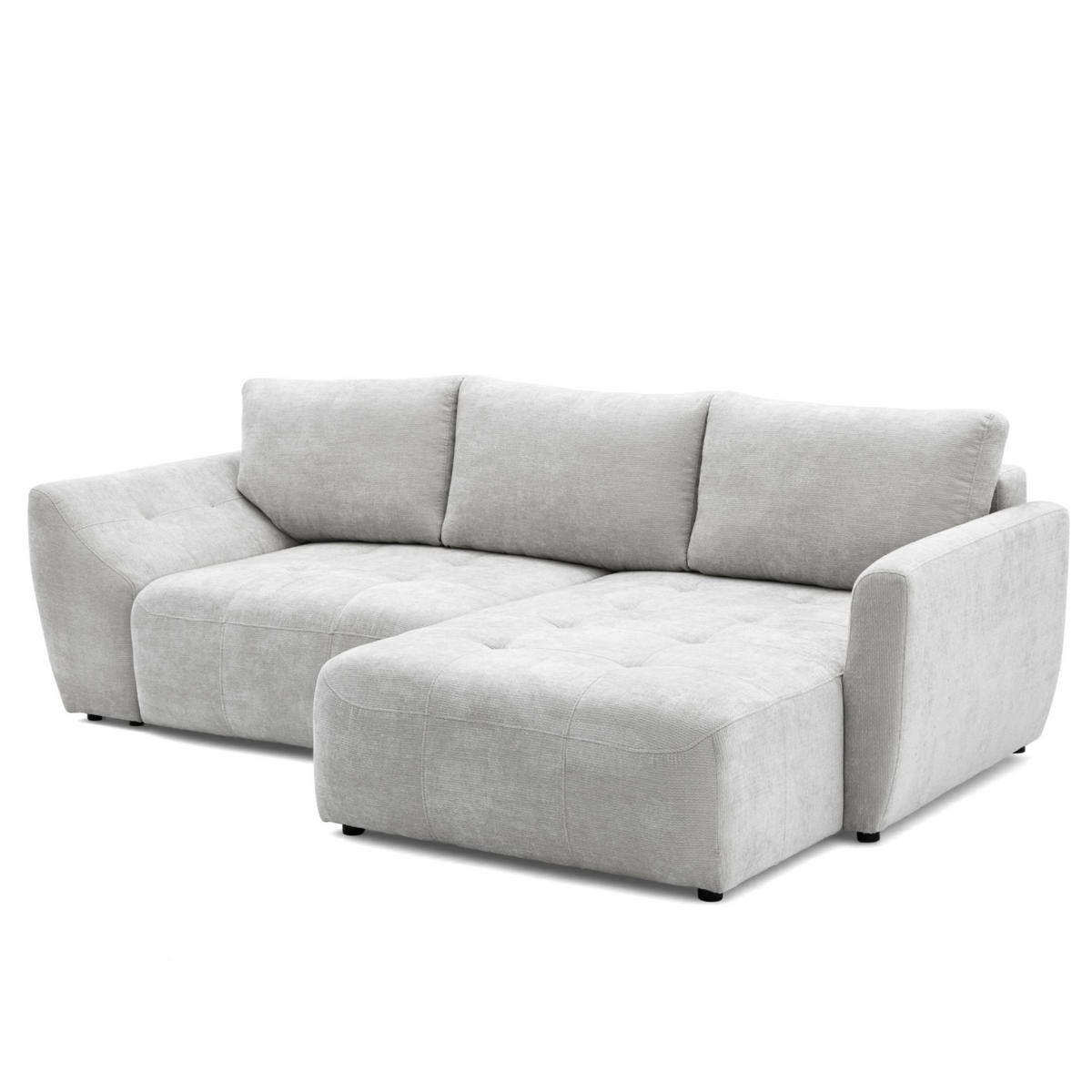 ECKSOFA NICE L Rechts mit Schlaffunktion 137x204 Chenille Hellgrau - Hellgrau/Schwarz, Holz/Textil (165/260cm) - Muffo