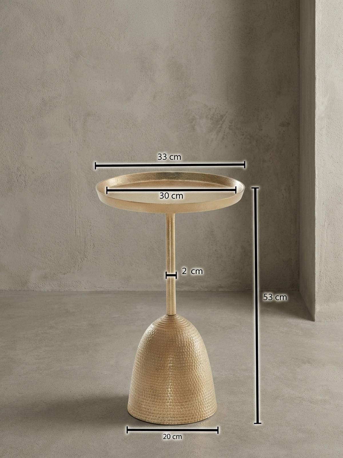 BEISTELLTISCH – Rund Mattgold Aluminium lackiert 33x33x53 cm - Goldfarben, Metall (33/33/53cm) - KADIMA DESIGN
