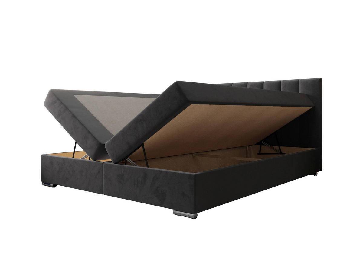 BOXBETT ZILANO 2 mit Matratze H3 und Topper 140x200 Itaka 14 - Grau, Holz/Textil (140/200cm) - Bedante