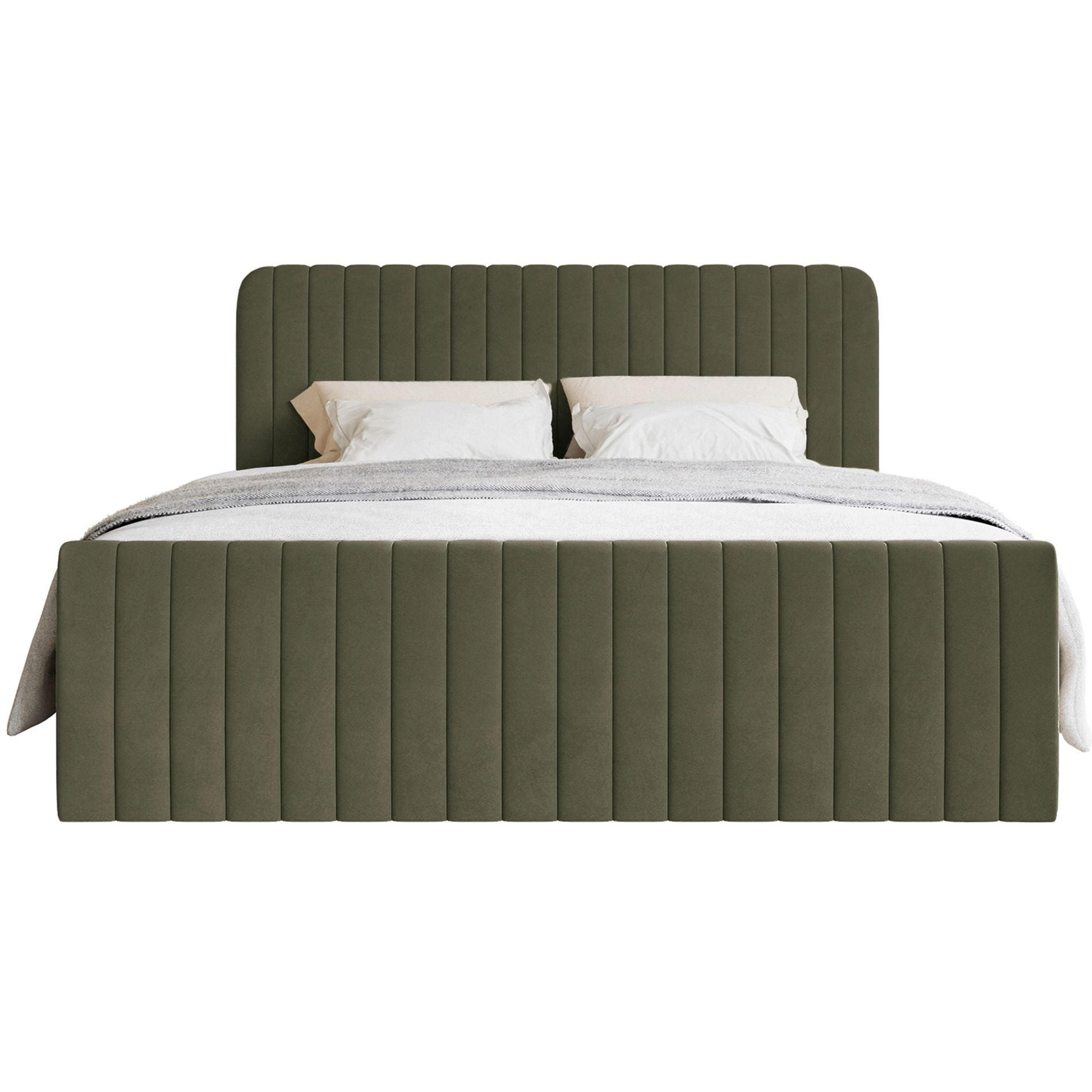 BOXBETT Saliano mit Topper und Samtbezug Olivgrün, 160x200 cm - Olivgrün, Kunststoff/Textil (160/200cm) - Selsey