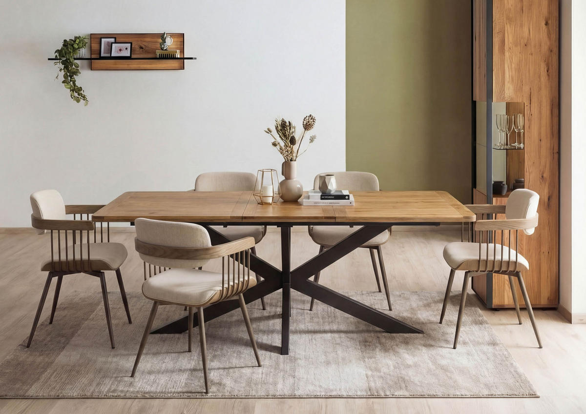 ESSTISCH ausziehbar 180-240x100x77 Wildeiche natur geölt STARNBERG #31 - Braun, Holz (100/180/77cm) - Massivmoebel24