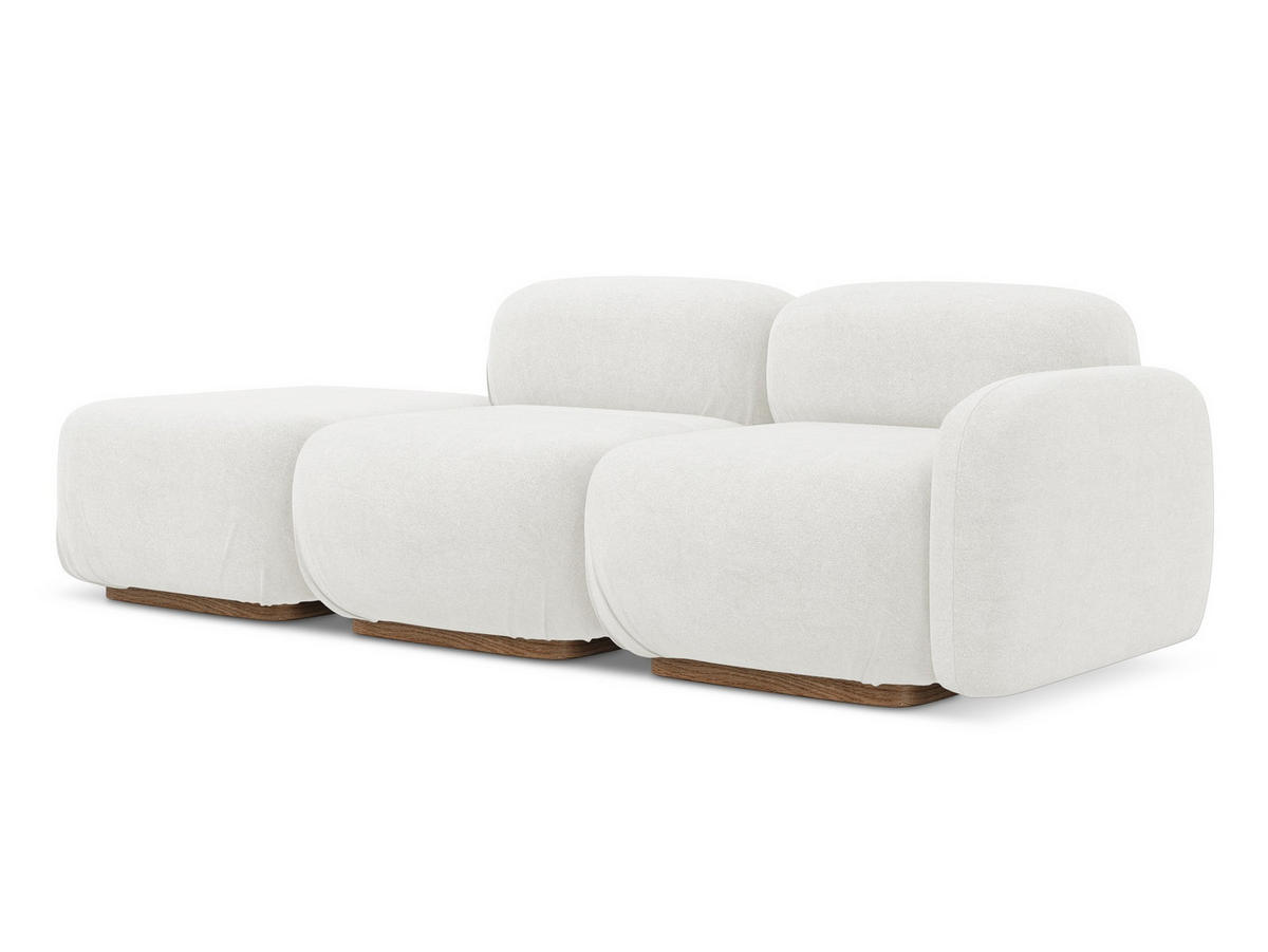 3-SITZER SOFA Links Bouclé Stoff Weiß - Weiß/Braun, Holz/Textil (258/73/95cm) - Makamii
