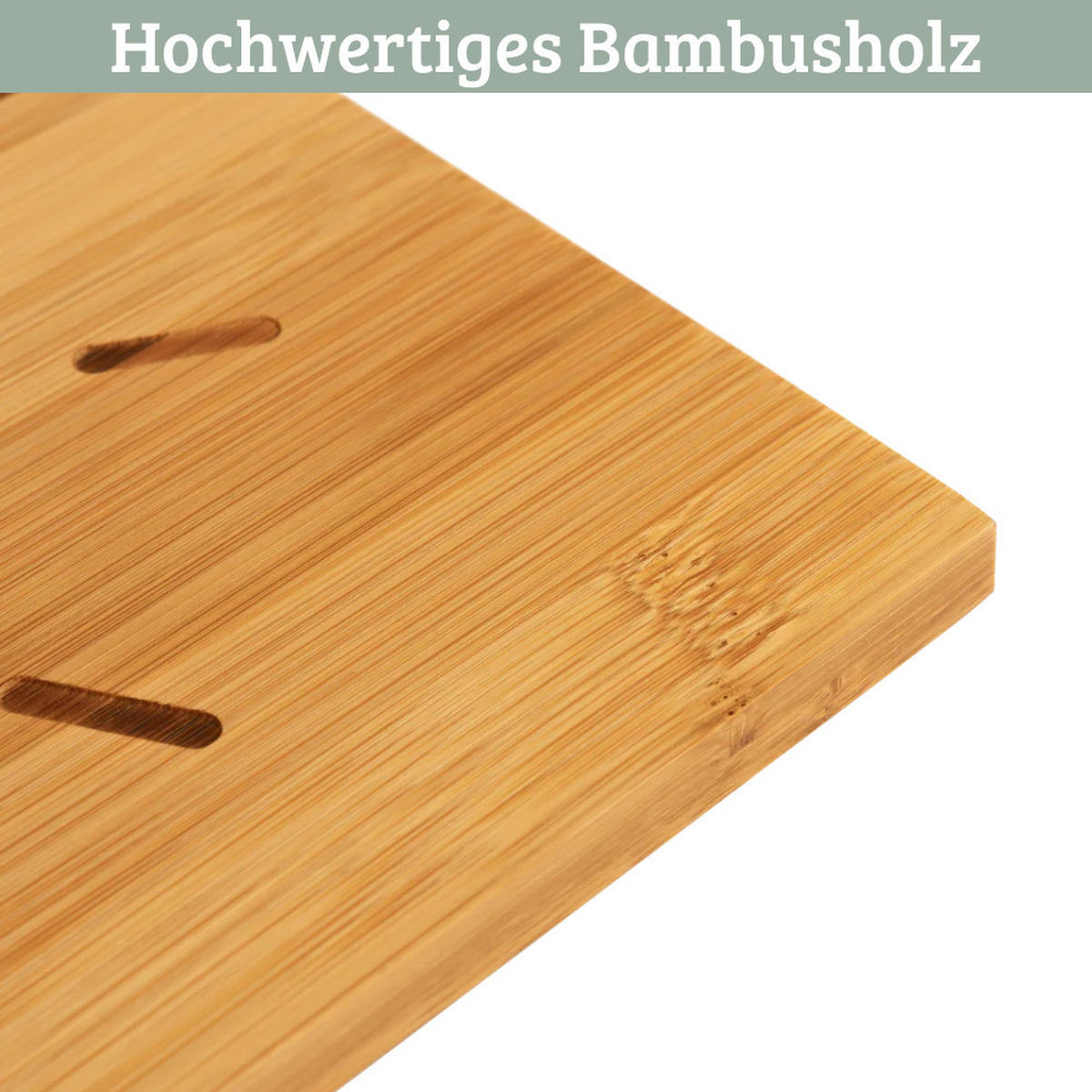 WANDUHR groß Holz BAMBUS 50x50 cm Quadratisch Geräuschlos - Braun, Holz (50/50/2cm) - DELUKE