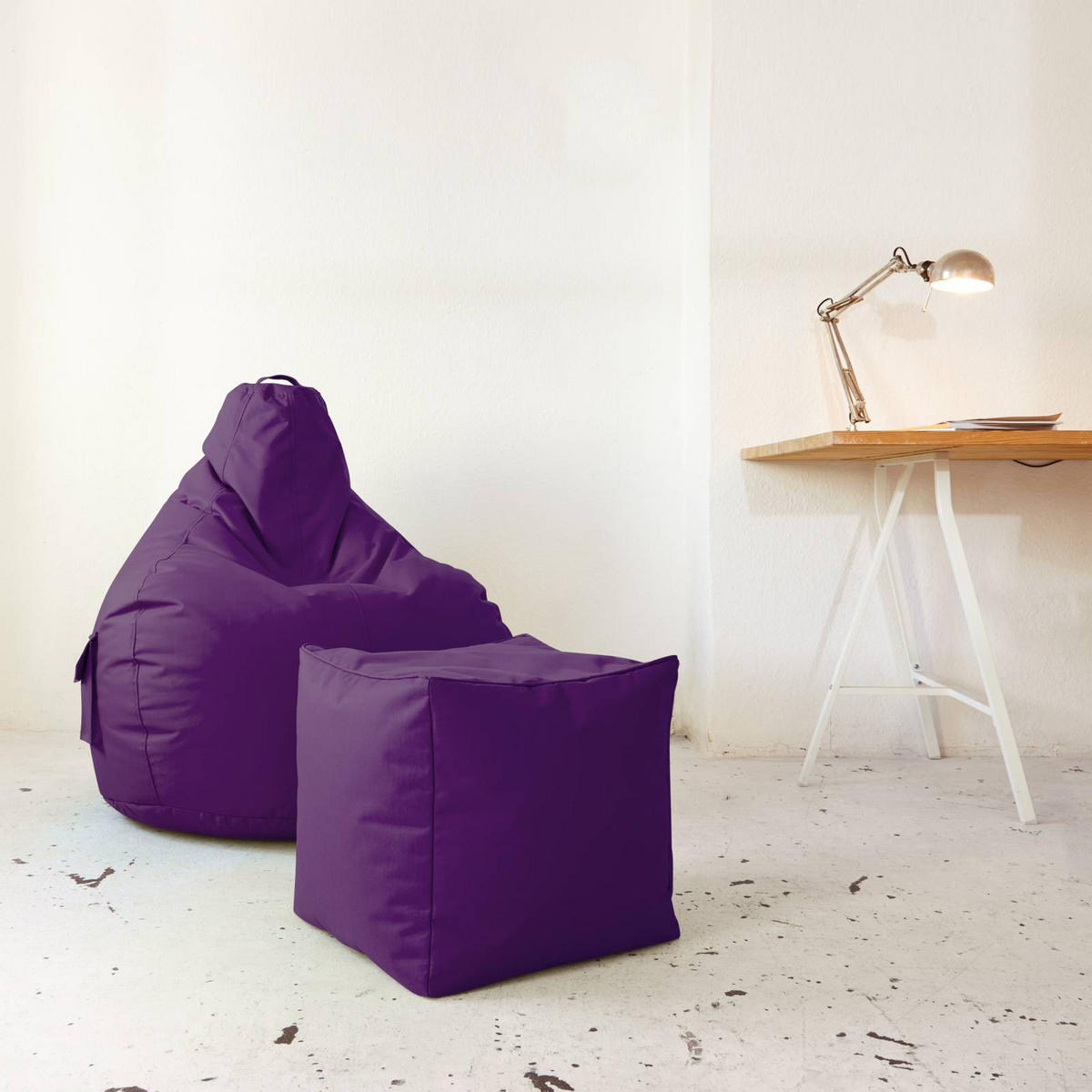 SITZSACK-HOCKER Pouf "Cube" 40x40x40cm - Lila, Textil (40/40/40cm) - Green Bean