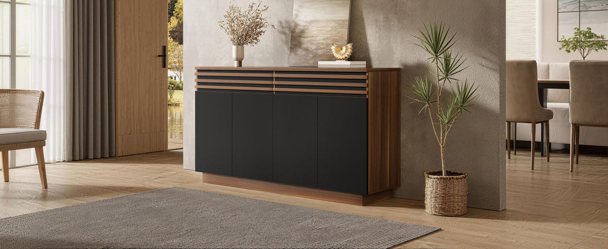 SIDEBOARD 150x40x85 cm Holzoptik schwarz - Schwarz, Holz (150/85/40cm) - Fortuna Lai