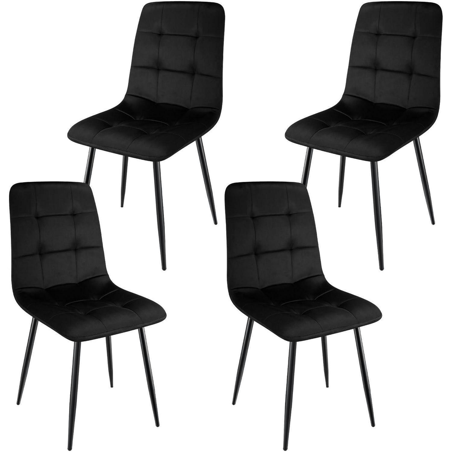 ESSZIMMERSTÜHLE 4er Set Schwarz Samtoptik Metallfuß - Schwarz, Textil (44/89/42cm)