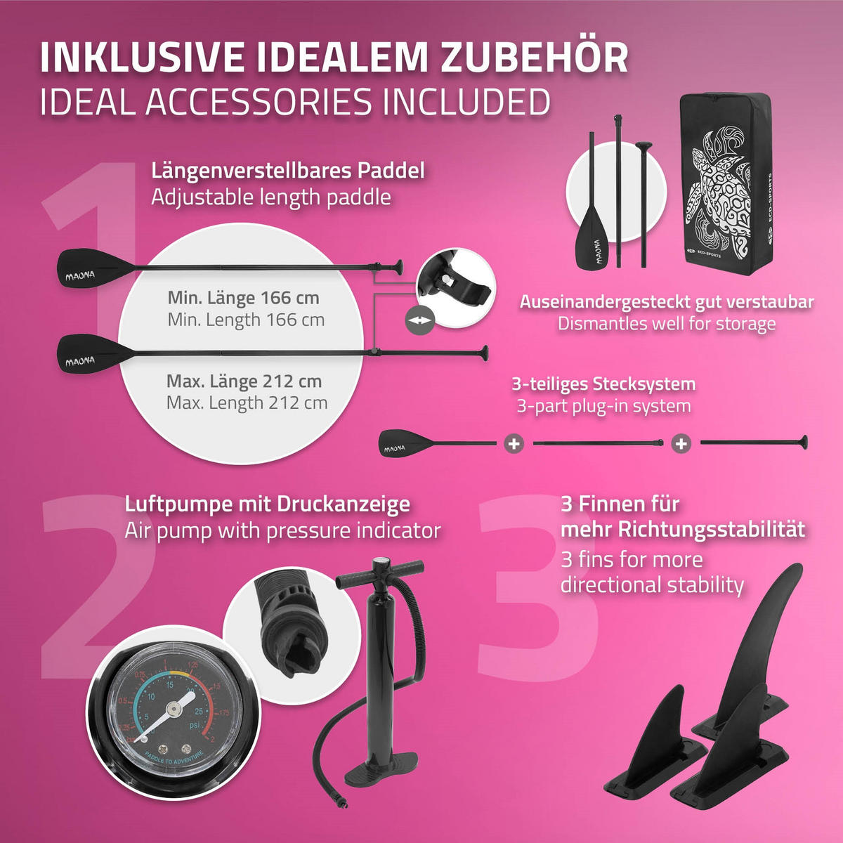 STAND UP PADDLE BOARD Maona Rosa - Pink, Kunststoff (308/78/10cm) - ECD-Germany