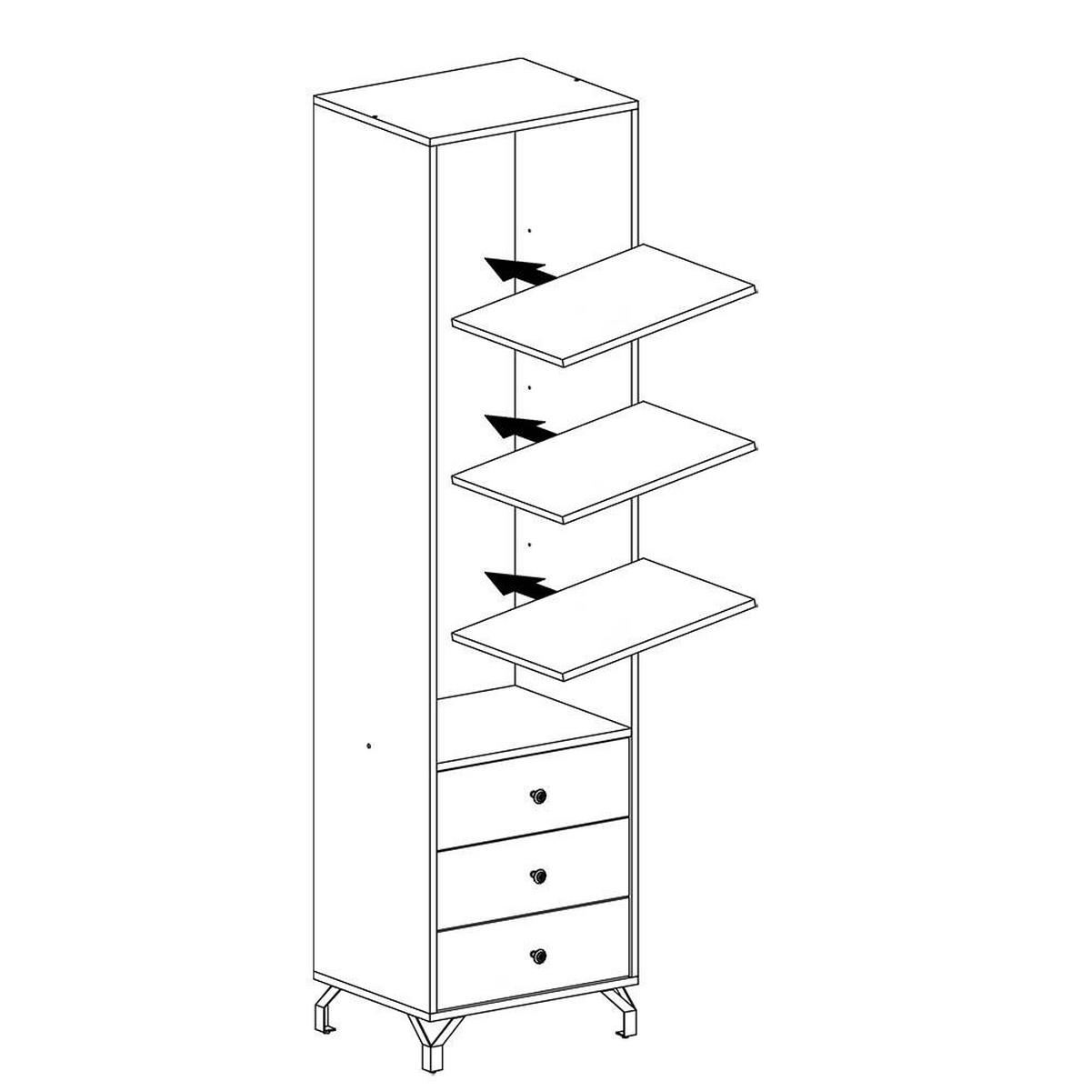 STANDREGAL – 50 cm – BERGEN System – Weiß - Weiß Hochglanz, Holzwerkstoff (50/190/40cm) - hi-markt