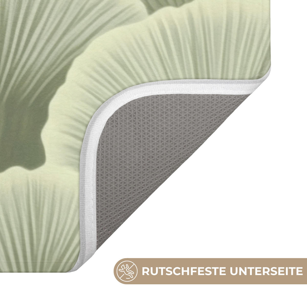 KOUPELNOVÁ PŘEDLOŽKA Vějíř - list - zelený 90x60 cm - pastelově zelená, textil/plast (90/60cm)