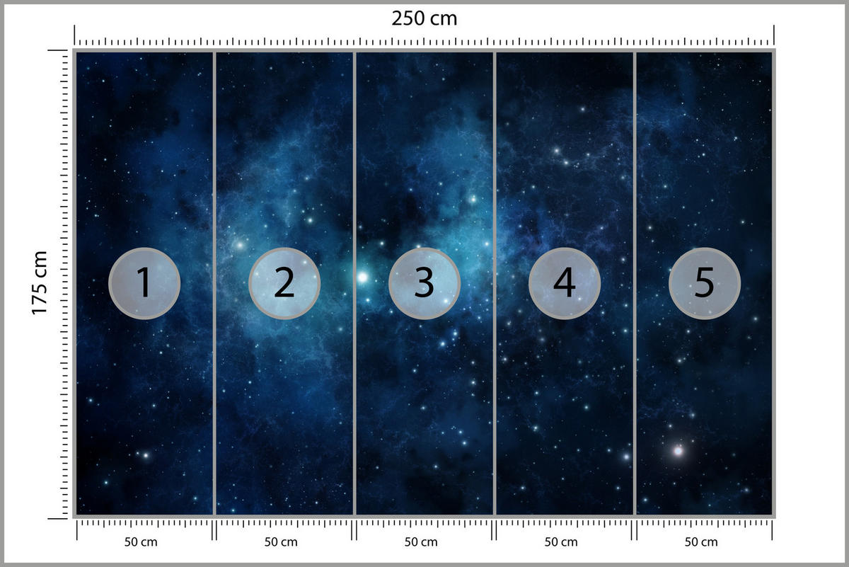 FOTOTAPETE für Wohnzimmer Sternenhimmel Nacht Galaxis 250x175 - Blau/Schwarz, Papier (250/175cm) - Muralo