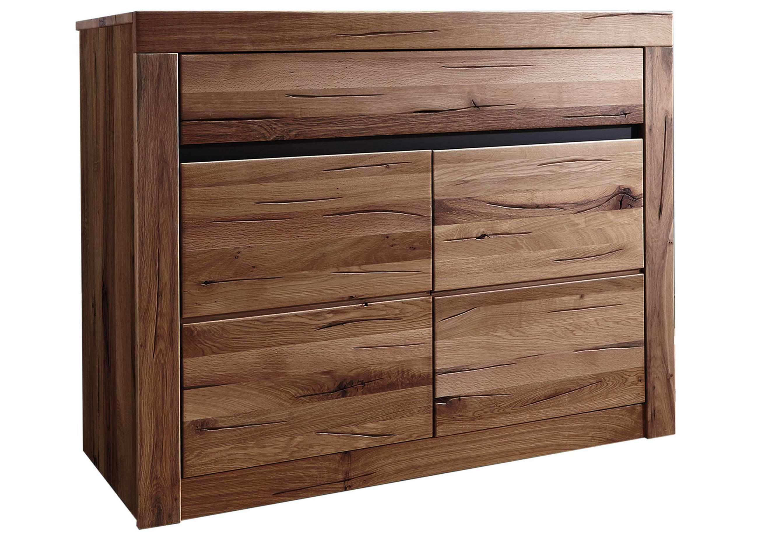 SIDEBOARD Wildeiche / Zerreiche 108x43x80 braun geölt MONTREUX #350 - Braun, Holz (108/80/43cm) - Massivmoebel24
