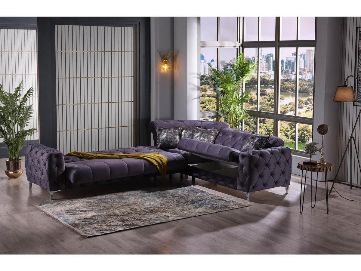 ECKSCHLAFSOFA Acelya Anthrazit - Langer Schenkel Links - Anthrazit, Holzwerkstoff/Kunststoff (315/245cm)