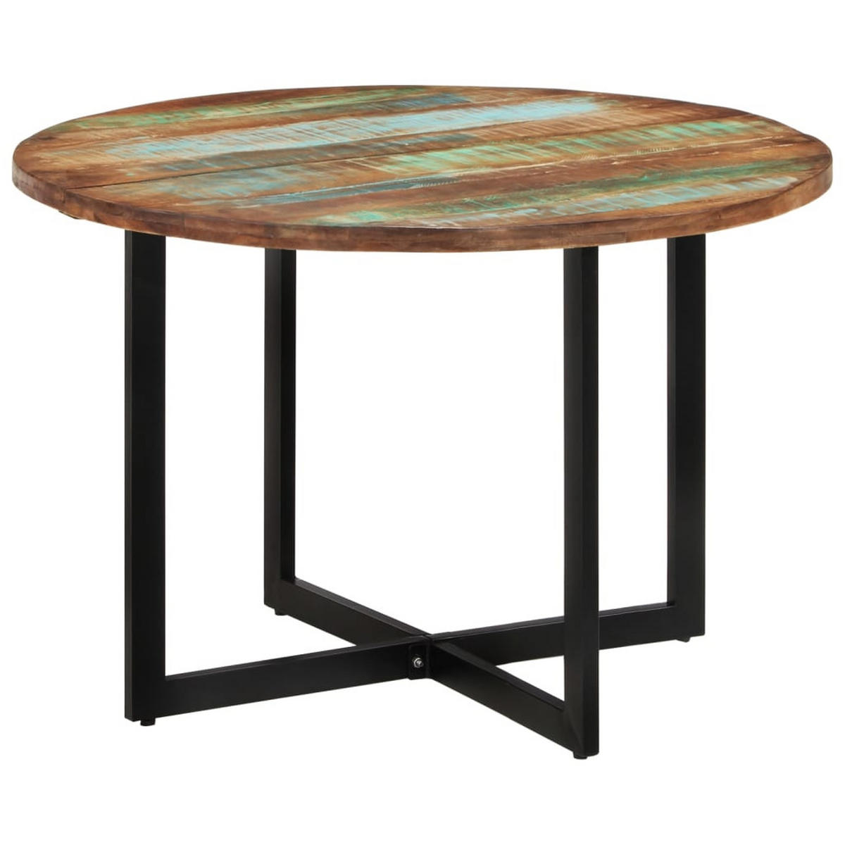 ESSTISCH, Runden, 110/75 cm, aus Recyceltes Massivholz und Eisen - Multicolor, Holz (110/110/75cm) - vidaXL