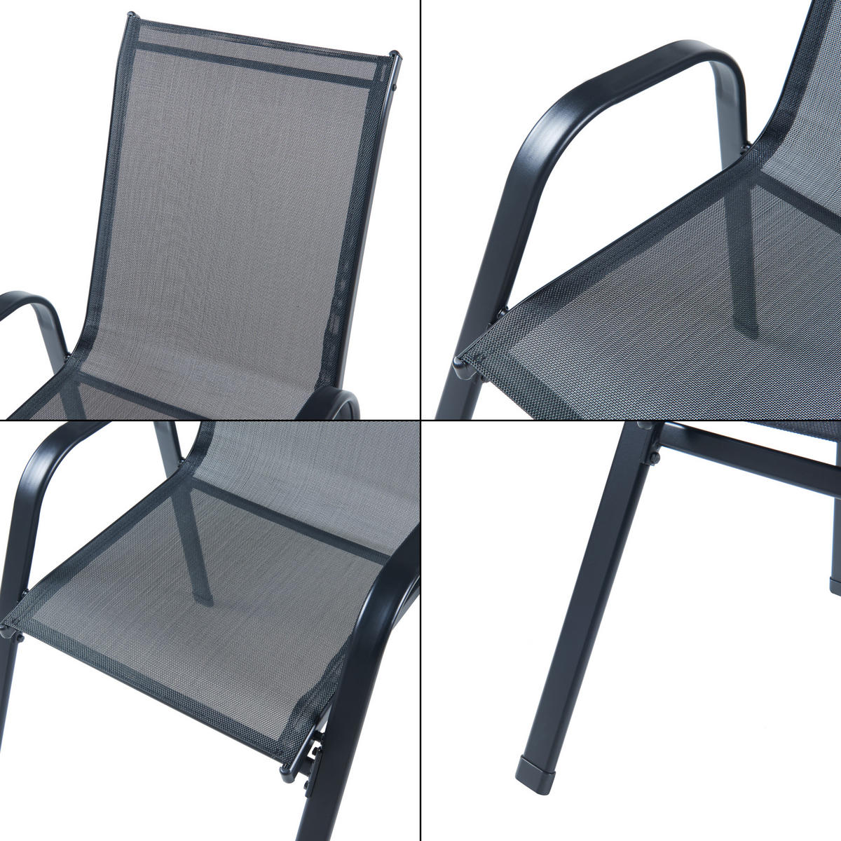 GARTENMÖBEL-SET 7 TLG. Aradeo - Schwarz, Textil/Metall - casa.pro