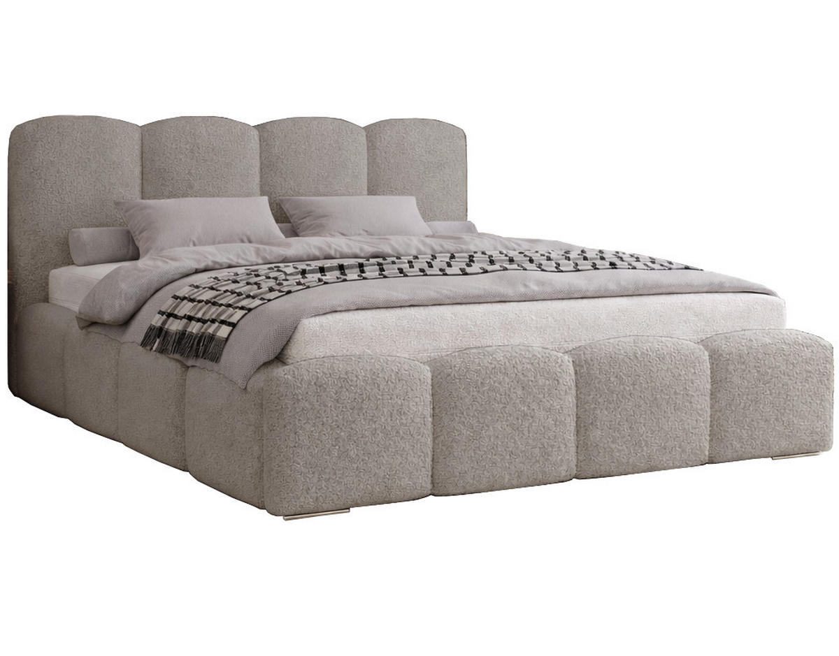 POLSTERBETT 180x200 cm Zenna Boucle mit Bettkasten, Lattenrost, Hellgrau - Hellgrau, Holz/Textil (180/200cm) - Emporius