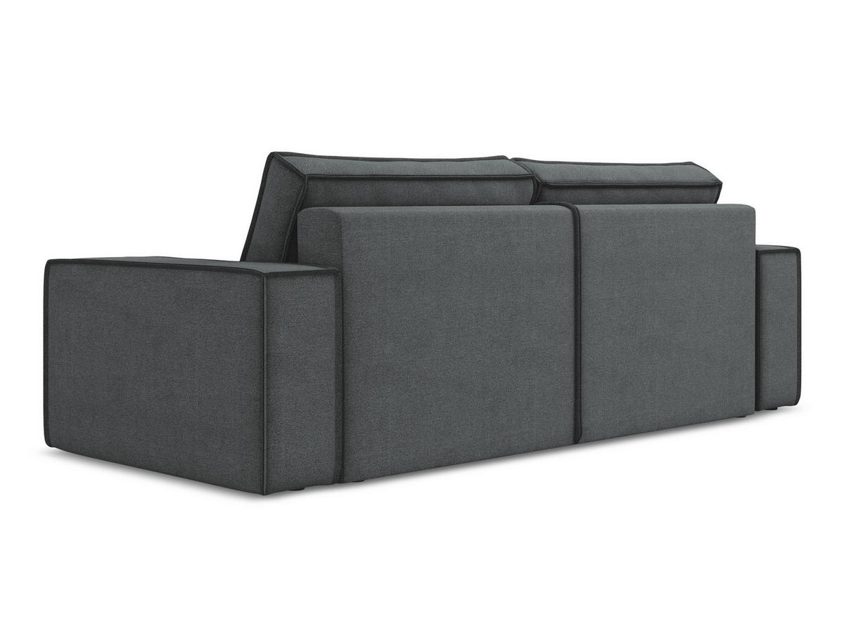 3-SITZER SOFA mit Schlaffunktion Strukturstoff Stoff Grau - Schwarz/Grau, Kunststoff/Textil (255/85/105cm) - Makamii